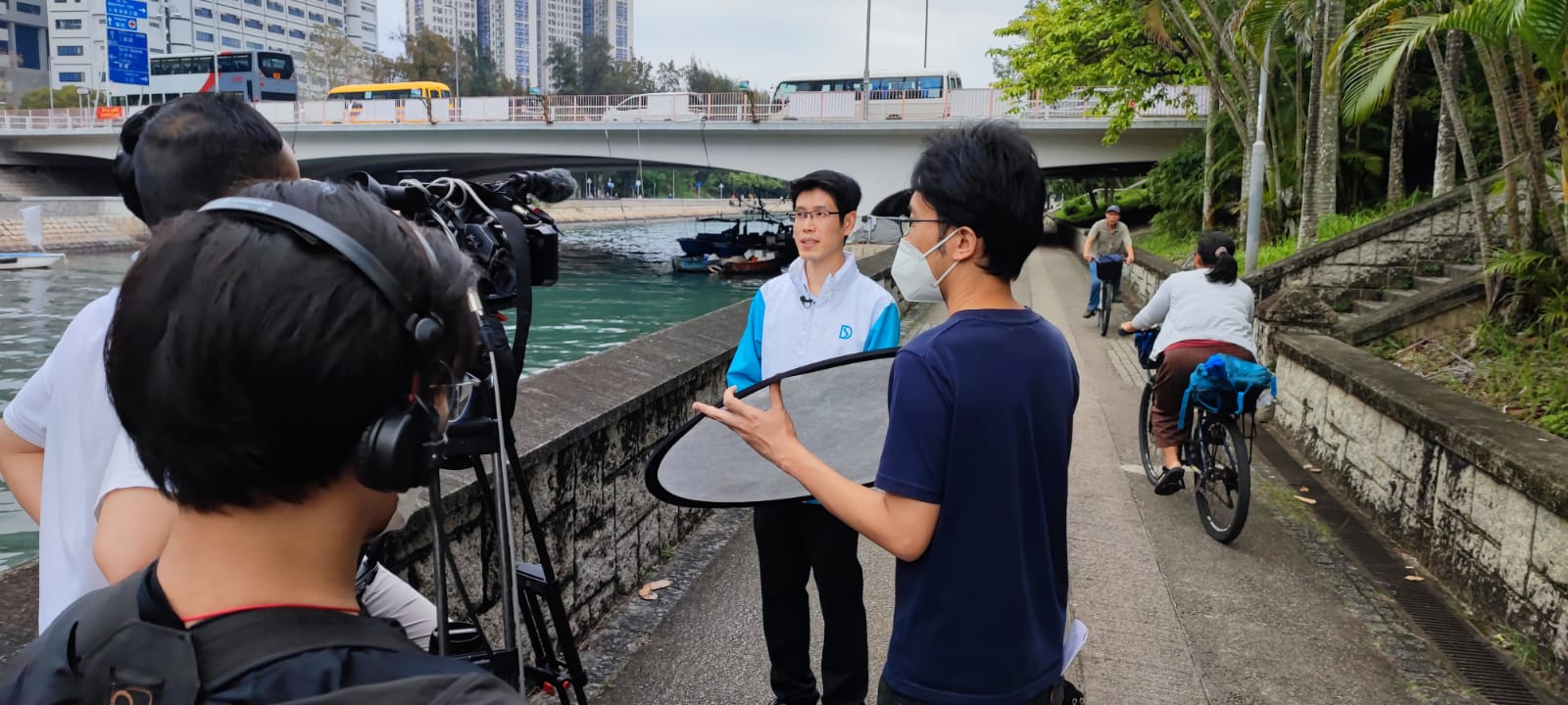 DSD Engineer, Mr Maxwell MAK Shiu-wai gave an interview to RTHK to introduce the operation of the“Smart Drainage Monitoring Sensors” system
